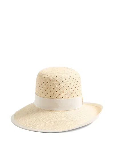 VALENTINO GARAVANI VLOGO SIGNATURE HAT IN PERFORATED PANAMA