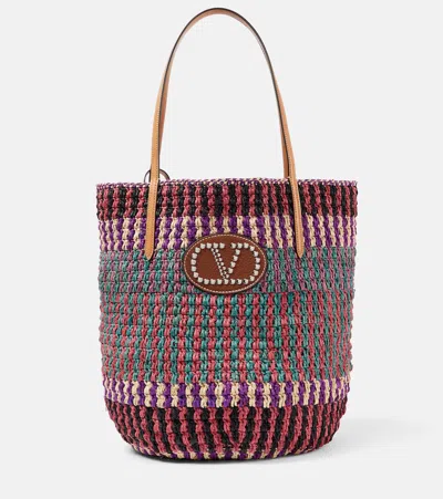 VALENTINO GARAVANI VLOGO SIGNATURE LARGE STRAW TOTE BAG