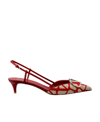VALENTINO GARAVANI VALENTINO LOGO PLAQUE POINTED TOE SLINGBACK PUMPS