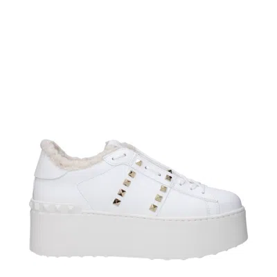 VALENTINO GARAVANI WHITE LEATHER PLATFORM SNEAKERS