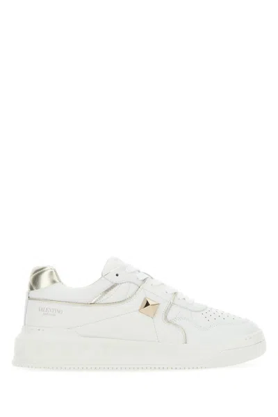 VALENTINO GARAVANI WHITE NAPPA LEATHER ONE STUD SNEAKERS