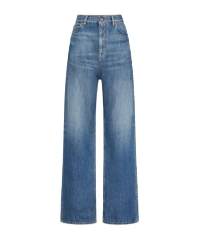 VALENTINO VALENTINO LOGO PATCH STRAIGHT LEG JEANS