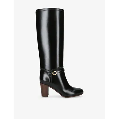 VALENTINO GARAVANI WOMENS BLACK PATTIE 75 LEATHER KNEE-HIGH BOOTS