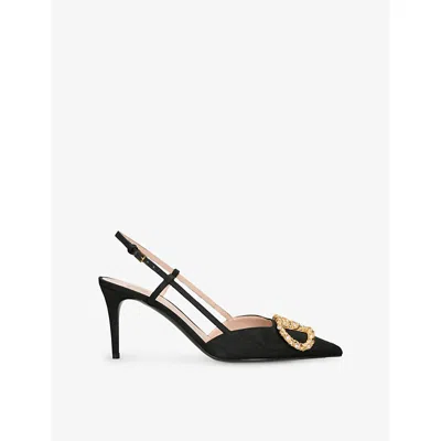 VALENTINO GARAVANI WOMENS BLACK/COMB VLOGO 80 SLINGBACK PUMPS EUR 37.5 / 4.5 UK