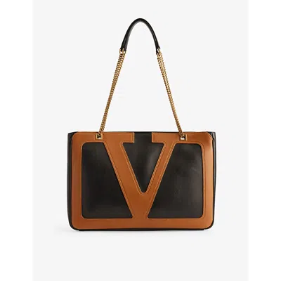 VALENTINO GARAVANI WOMENS NERO/SPICE VIVA SUPERSTAR MEDIUM LEATHER TOTE BAG