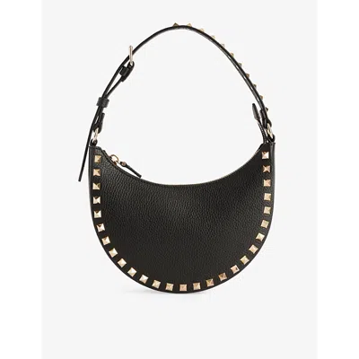 VALENTINO GARAVANI WOMENS NERO ROCKSTUD MINI LEATHER HOBO BAG