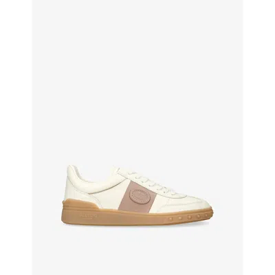 VALENTINO GARAVANI WOMENS WHITE/OTH UPVILLAGE LOGO-EMBROIDERED LEATHER LOW-TOP TRAINERS EUR 37 / 4 UK