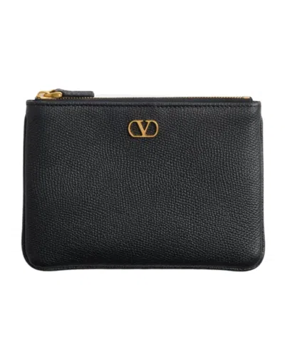 VALENTINO GARAVANI VLOGO SIGNATURE GRAINY CALFSKIN CLUTCH BAG