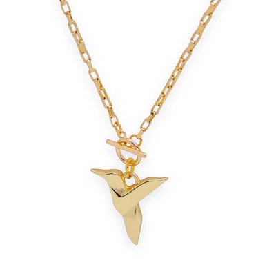 VALERIE CHIC WOMEN'S GOLD HUMMINGBIRD ORIGAMI NECKLACE