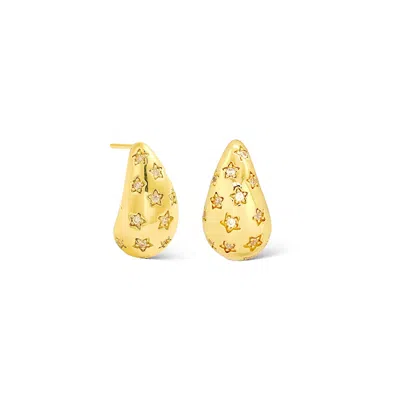 VALERIE CHIC WOMEN'S GOLD STAR CRYSTAL DROPLET EARRINGS