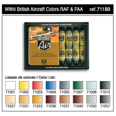 VALLEJO PAINT VALLEJO ACRYLIC PAINTS 17 ML BOTTLE WWII BRITISH AIRCRAFT MODEL AIR PAINT SET - 16 COLORS