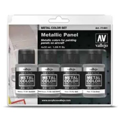 VALLEJO PAINT VALLEJO ACRYLIC PAINTS 32 ML BOTTLE AIRCRAFT METALLIC PANEL METAL COLOR PAINT SET - 4 COLORS