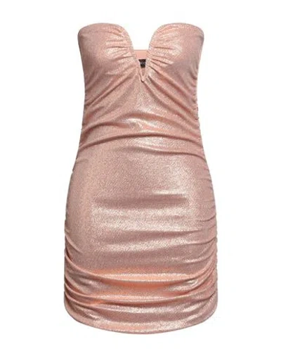 VANESSA SCOTT VANESSA SCOTT WOMAN MINI DRESS PINK SIZE M NYLON, METALLIC FIBER, ELASTANE