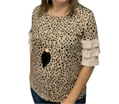 VANILLA BAY TIERED SLEEVES BLOUSE IN TAUPE