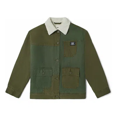 VANS Vans Contrast Color Stitching lapel Cargo logo Jacket Couple Style Green