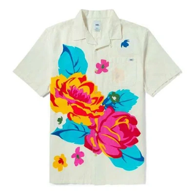 VANS Vans Flower and Plants Print Leisure Short Sleeve Shirt Beige/White