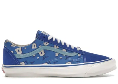 VANS MEN'S VANS VAULT OG OLD SKOOL LX UNDEFEATED UMAN SNEAKERS IN BLUE LOLITE/MARSHMALLOW