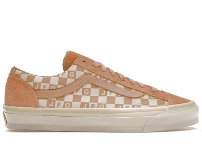VANS MEN'S VANS VAULT OG STYLE 36 LX JOE FRESHGOODS THE HONEYMOON STAGE PEACH SNEAKERS IN KHAKI/CHECKERBO