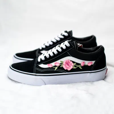 VANS VANS OLD SKOOL CUSTOM ROSA ROSE PATCH [EUR 34.5-48] UNISEX BLUMEN ROSEN SNEAKER