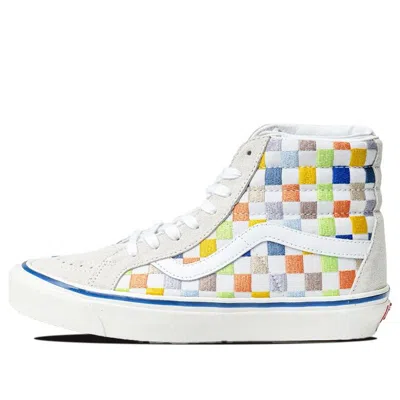 VANS Vans SK8-HI High Top Casual Skate Shoes Unisex Beige Multi-Color Grid 'Cream'