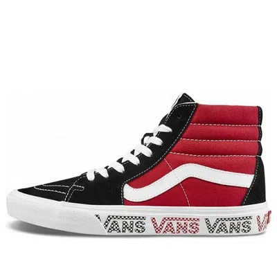 VANS Vans SK8-HI Sidewall Logo Black Racing Red Suede Skate Shoes 'Black Racing Red'