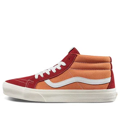 VANS Vans Sk8-mid Retro Mid-Top Casual Skate Shoes Unisex Red Orange Splicing 'Orange Red'