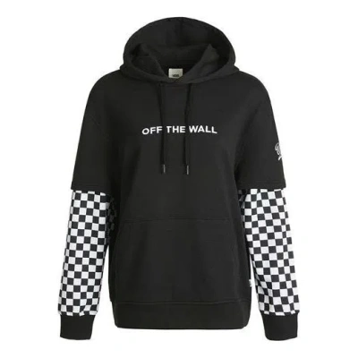 VANS (WMNS) Vans Logo Embroidered Checkerboard Print Hoodies 'Black White'