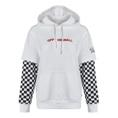 VANS (WMNS) Vans Logo Embroidered Checkerboard Print Hoodies 'White Black'