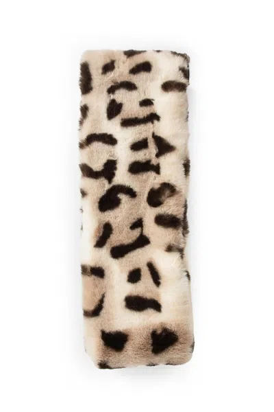 VAQUERA FAUX FUR SCARF WITH LEOPARD PRINT