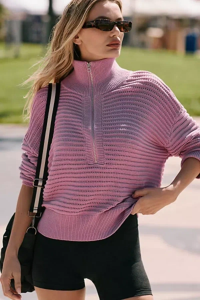 VARLEY TARA POINTELLE HALF-ZIP KNIT PULLOVER