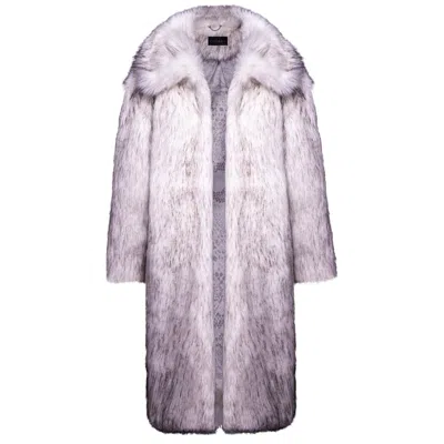 VASEGHIA WOMEN'S ASPEN WHITE VEGAN FAUX FUR LONG COAT