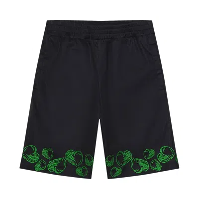 VEERT VEERT HEART EMBROIDERED SHORTS 'BLACK/GREEN'
