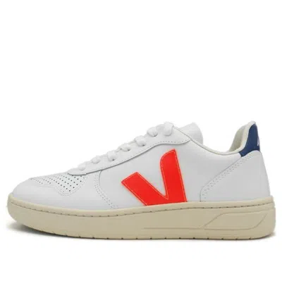 VEJA Veja V-10 Leather 'White Orange Fluo Combalt'