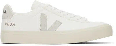 VEJA WHITE & GRAY CAMPO LEATHER SNEAKERS