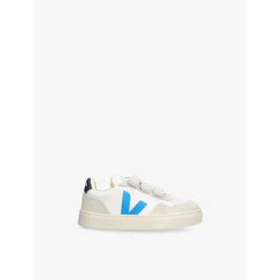 VEJA WHITE/NAVY KIDS' V90 LEATHER LOW-TOP TRAINERS EUR 35 / 2.5 UK