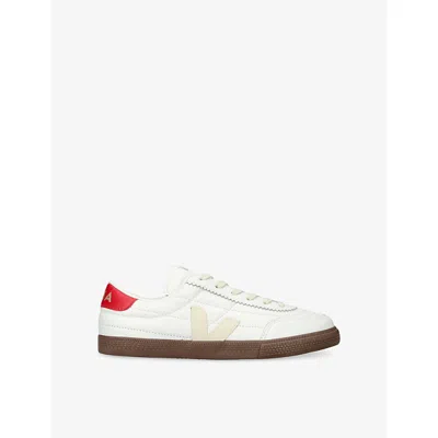 VEJA WOMENS RED COMB PANENKA LEATHER LOW-TOP TRAINERS EUR 39 / 6 UK