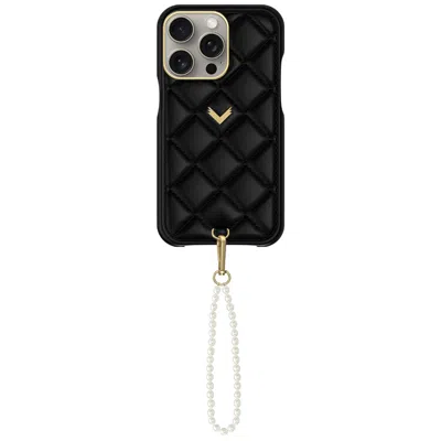 VELANTE CALF LEATHER PHONE CASE, KANDA TEXTURE, OYSTER EDITION, GOLD, MYSTERY BLACK
