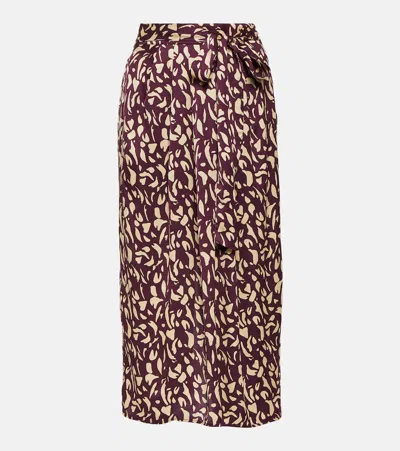 VELVET JUNO PRINTED SATIN MIDI SKIRT
