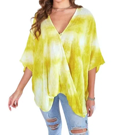 VENTI6 ANTONIA TIE DYE CROSSOVER BLOUSON TOP IN LEMON