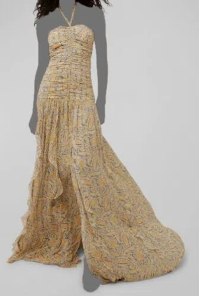 VERONICA BEARD $998 VERONICA BEARD WOMEN'S YELLOW LUCINE PAISLEY HALTER SILK MAXI DRESS SIZE 10