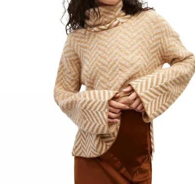 VERONICA BEARD BOLINA SWEATER IN CAMEL HERRINGBONE