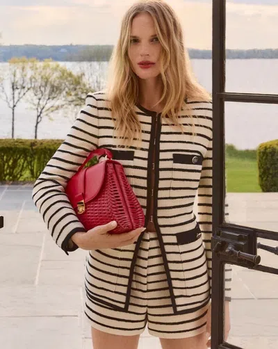 VERONICA BEARD VERONICA BEARD FOSTER STRIPED DICKEY JACKET, IVORY BLACK