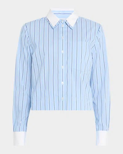 VERONICA BEARD MAIA STRIPE DOUBLE-COLLAR SHIRT
