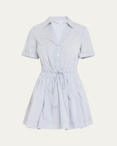 VERONICA BEARD SUSAN STRIPE SHORT-SLEEVE MINI DRESS