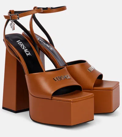 VERSACE 150 LEATHER PLATFORM SANDALS