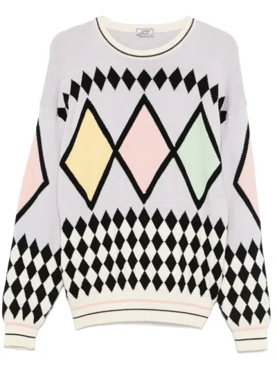 VERSACE 1980S DIAMOND-PATTERN SWEATER