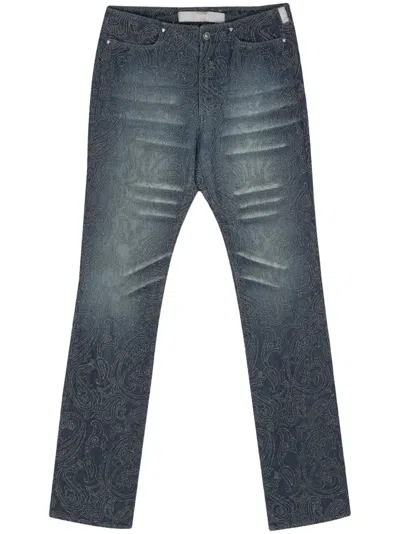 VERSACE 2000S RHINESTONE-EMBELLISHED STRAIGHT JEANS