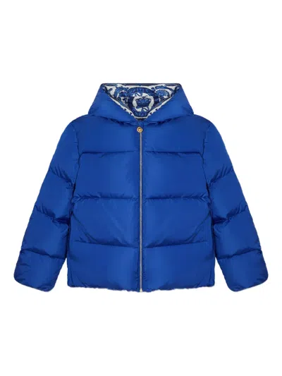 VERSACE BAROCCO FOULARD HOODED PUFFER JACKET