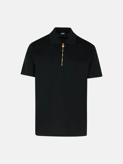 VERSACE BLACK COTTON POLO SHIRT