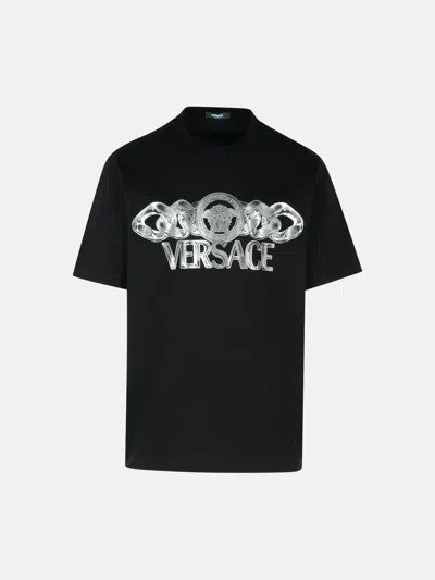 VERSACE BLACK COTTON T-SHIRT